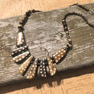 Vintage Dotted Batik Bone Necklace